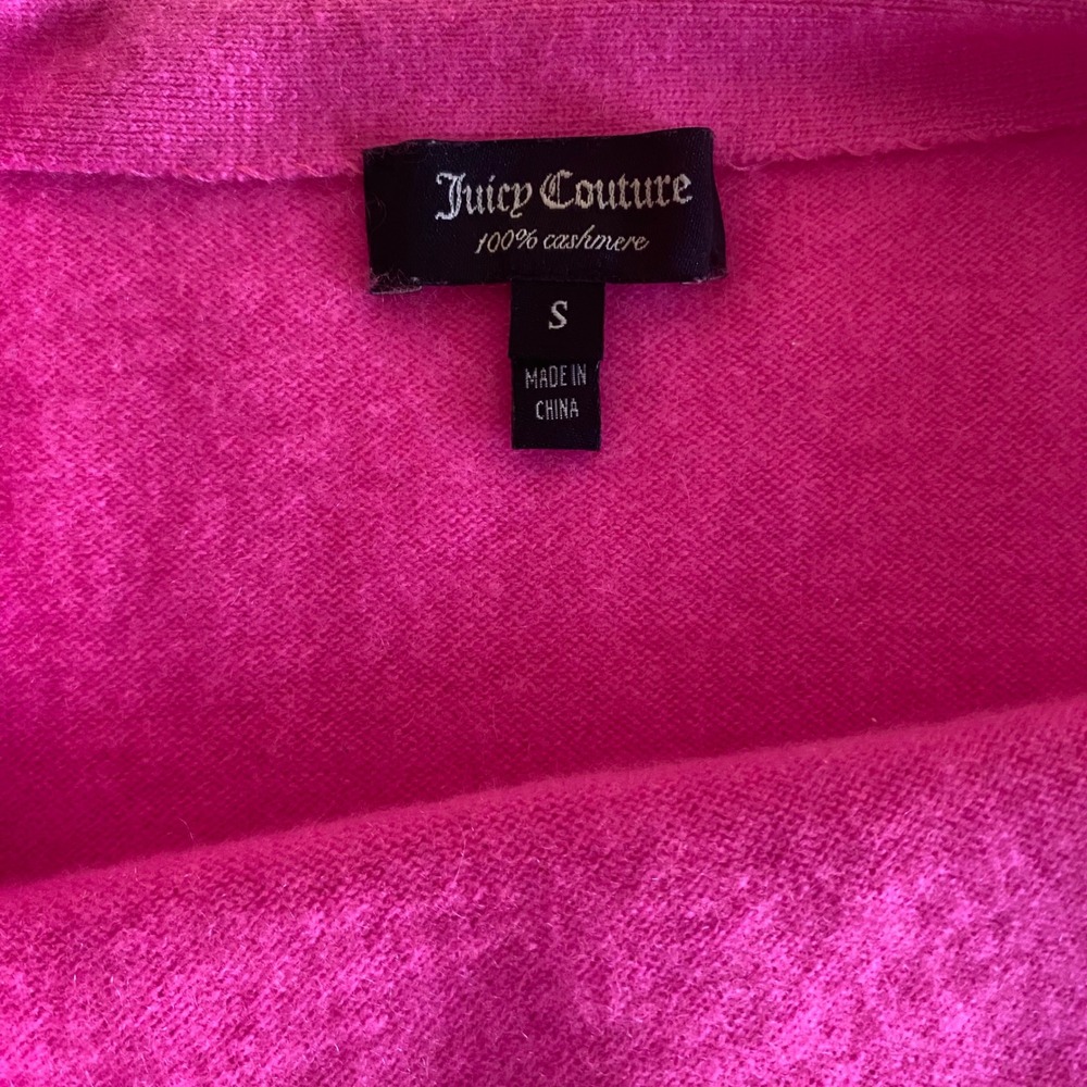 Juicy Couture Cashmere Sweater Pink Bow Glitter Women's Small Y2K Style - Picture 3 of 11